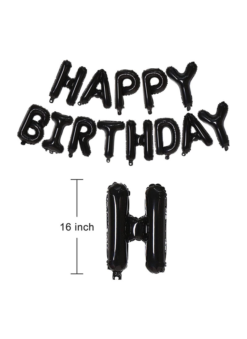مارك لافتة بالون عيد ميلاد سعيد سوداء [16 بوصة] - علامة رسالة عيد ميلاد مايلر احباط للأطفال والكبار ديكورات الحفلات - Image 2