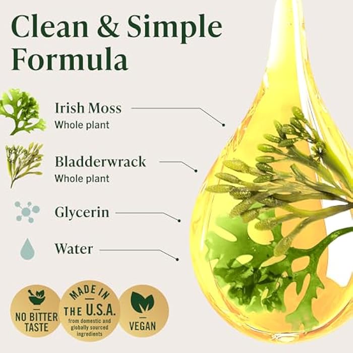 HERBAMAMA Irish Sea Moss Liquid Drops - Vegan Immune Support with Sea Moss & Bladderwrack Complex Tincture - Non-GMO, Alcohol & Sugar-Free Chondrus Crispus Extract Supplement - 28-Day Supply - Image 4
