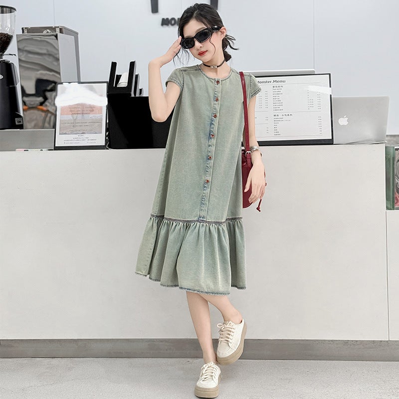 Girls' Fashion Denim Skirt Summer Children'S Summer Korean Loose Denim Vest Dress - Image 1