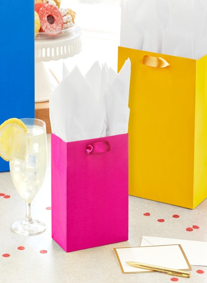 Hallmark Assorted Gift Bags (8 Bags: 3 Small 6", 3 Medium 9", 2 Large 13") Solid Pink, Blue, Green, Yellow, Red - Image 2