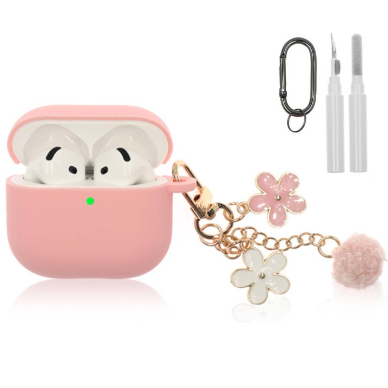CASEFUN Compatible with AirPods 4 Case, Premium Soft Silicone Protective Case Cover for Apple AirPods 4th Generation with Cleaner Kit Keychain Accessories for Women Girls - Image 1