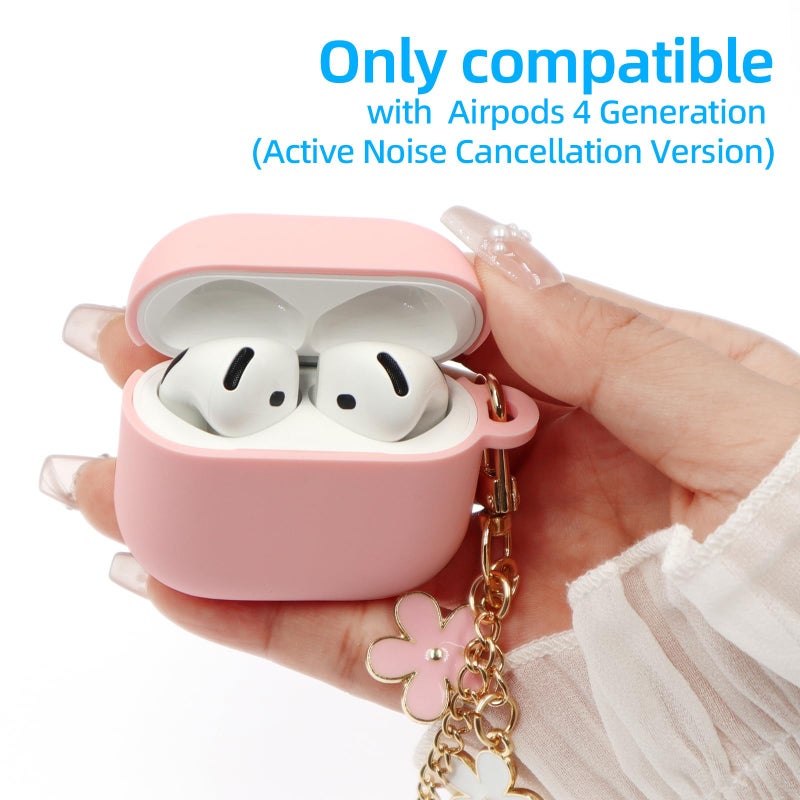 CASEFUN Compatible with AirPods 4 Case, Premium Soft Silicone Protective Case Cover for Apple AirPods 4th Generation with Cleaner Kit Keychain Accessories for Women Girls - Image 2