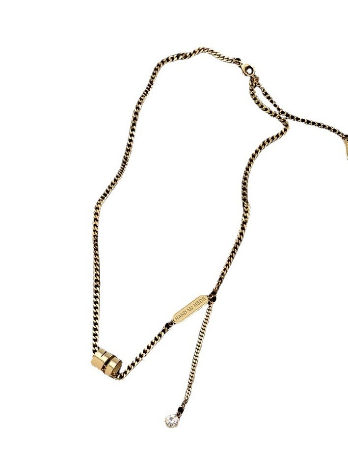 Light Luxury Transportation Titanium Steel Necklace Women's Golden Temperament Sweater Chain Tassel Zirconia Lock Chain Niche T-shirt Chain - Image 1