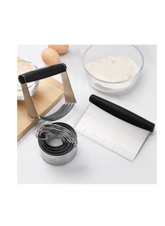 HULISEN HULISEN Stainless Steel Biscuit Cutter Set, Pastry Scraper and Dough Blender, Sturdy & Long-Lasting with Ergonomic Rubber Grip, Professional Baking Dough Tools, Gift Package (3 Pcs/Set)  - Image 2