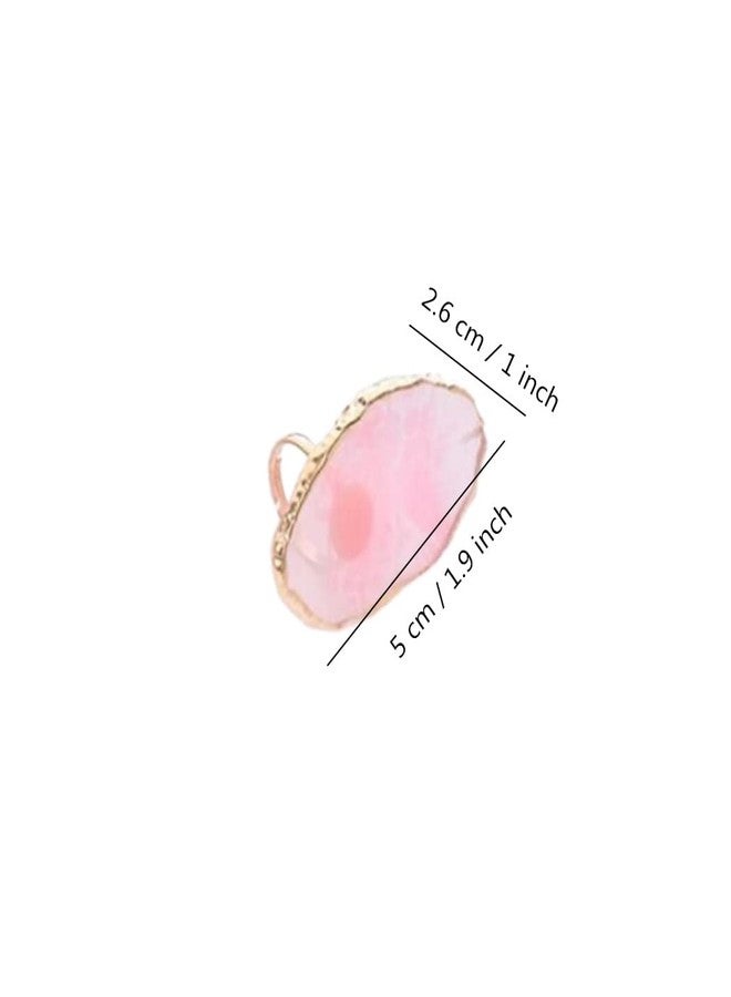 Ebonee 2 Pack Resin Stone Nail Art Palettes with Adjustable Finger Rings, Colorful Marble DIY Gel Polish Mixing Tray Plate for Eyelash Extension Glue Holder (Pink, Blue) - Image 2
