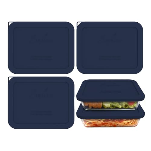 Sophico 3-Pack Silicone Lids for Pyrex Freshlock & SNAPWARE 6/8-Cup Glass Bowls (7211R/8608) - Airtight, Leakproof, Freezer/Dishwasher/Microwave Safe Replacement Rectangle Covers - Image 1