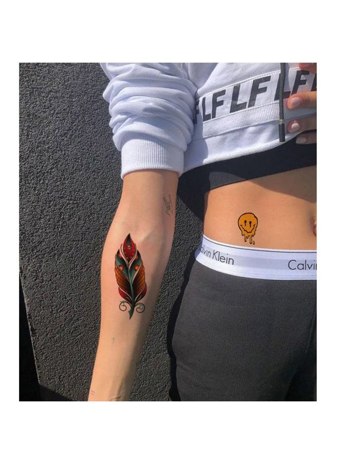 Cinaci Vintage Temporary Tattoos - Traditional Old School Classic Cool Stickers Sailor Jerry Style Globe Lighthouse Sailboat Flowers Bouquet Sword Anchor Diamond Feather Temporary Tattoo Fake Tattoo  - Image 4