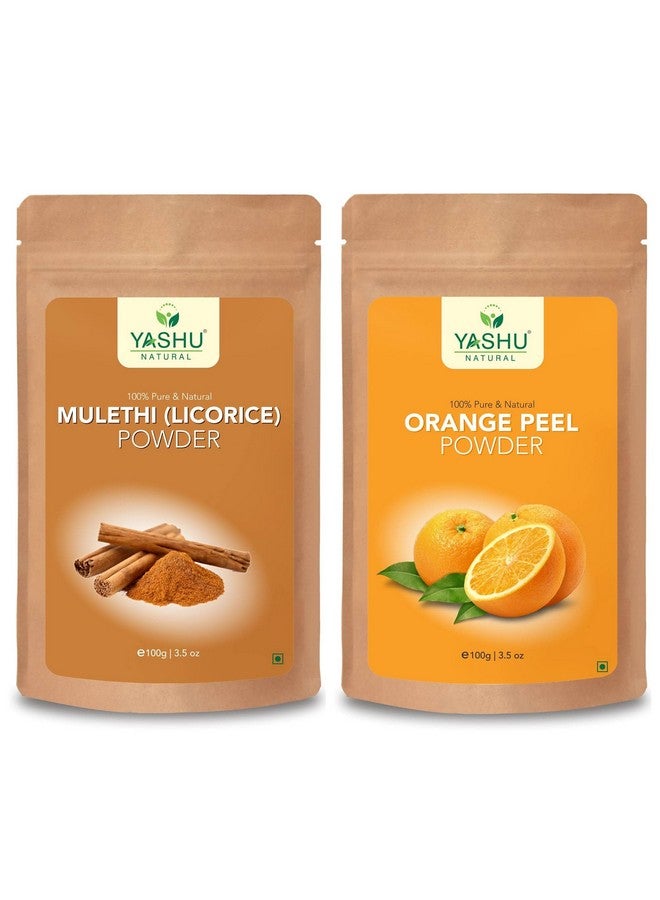 YASHU Pure Licorice (Mulethi) & Orange Peel Face Cleansing Powder for Glow | Natural Detan Face Pack Combo (200g) - Image 1