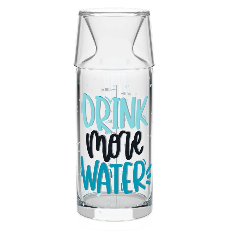 Rakle Bedside Carafe  236oz Glass Water Pitcher with Motivational Sayings  Nightstand Bedroom Bathroom  CarafeMouthwash Container