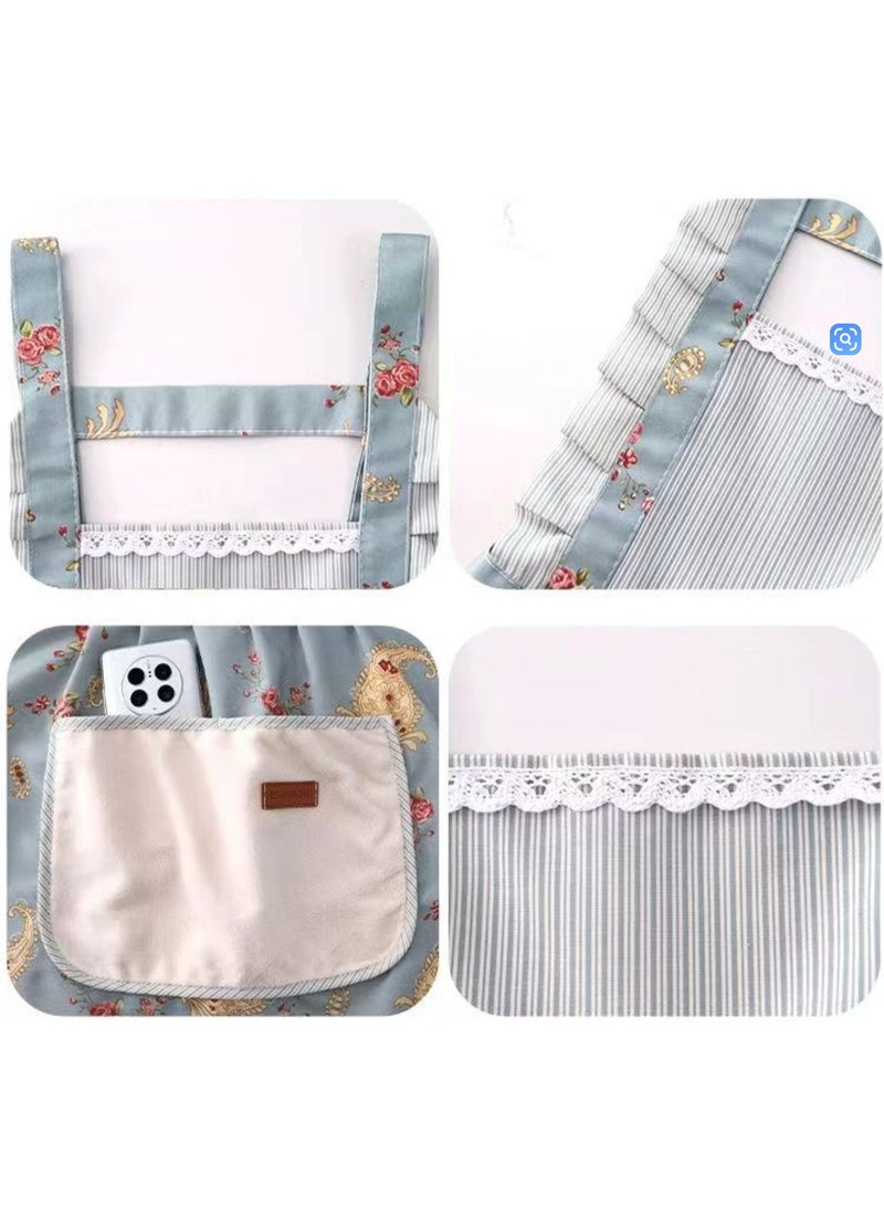 Lace Aprons  Korean Style Waterproof Cooking Apron, Cute Cotton Hand Wipe Cross Back Painting Apron for Women  - Image 3