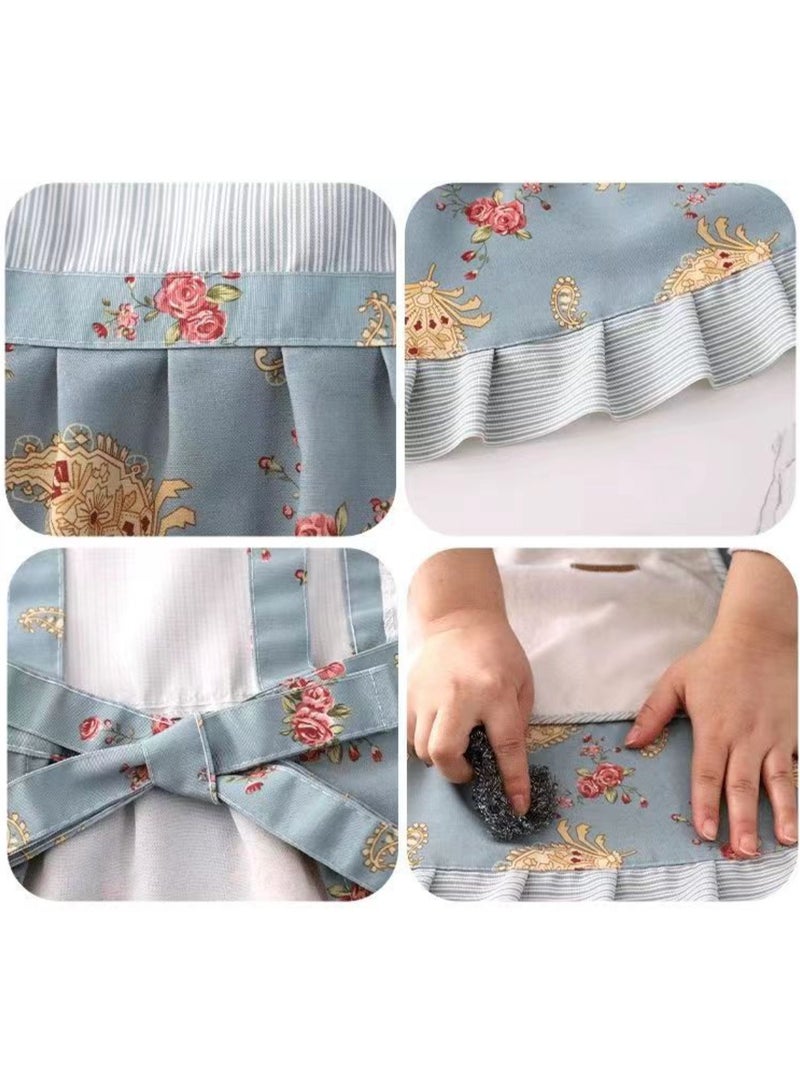 Lace Aprons  Korean Style Waterproof Cooking Apron, Cute Cotton Hand Wipe Cross Back Painting Apron for Women  - Image 4