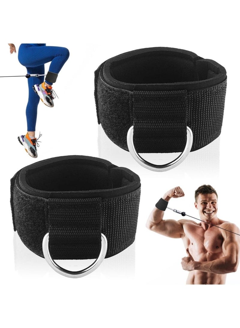 الكوتش أشرطة الكاحل للياقة البدنية حزام تمرين الكاحل لأجهزة الصالة الرياضية، قطعتان من حلقات D مبطنة من النيوبرين قابلة للتعديل حزام مرفق لأجهزة الكابل، تمارين تمديد الساق تمارين البطن والأرداف - Image 1