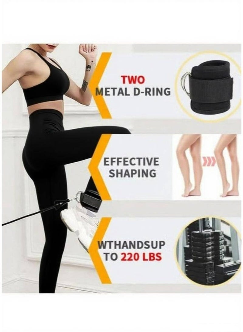 الكوتش أشرطة الكاحل للياقة البدنية حزام تمرين الكاحل لأجهزة الصالة الرياضية، قطعتان من حلقات D مبطنة من النيوبرين قابلة للتعديل حزام مرفق لأجهزة الكابل، تمارين تمديد الساق تمارين البطن والأرداف - Image 5