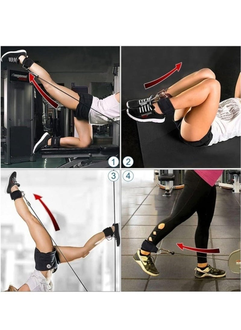 الكوتش أشرطة الكاحل للياقة البدنية حزام تمرين الكاحل لأجهزة الصالة الرياضية، قطعتان من حلقات D مبطنة من النيوبرين قابلة للتعديل حزام مرفق لأجهزة الكابل، تمارين تمديد الساق تمارين البطن والأرداف - Image 4