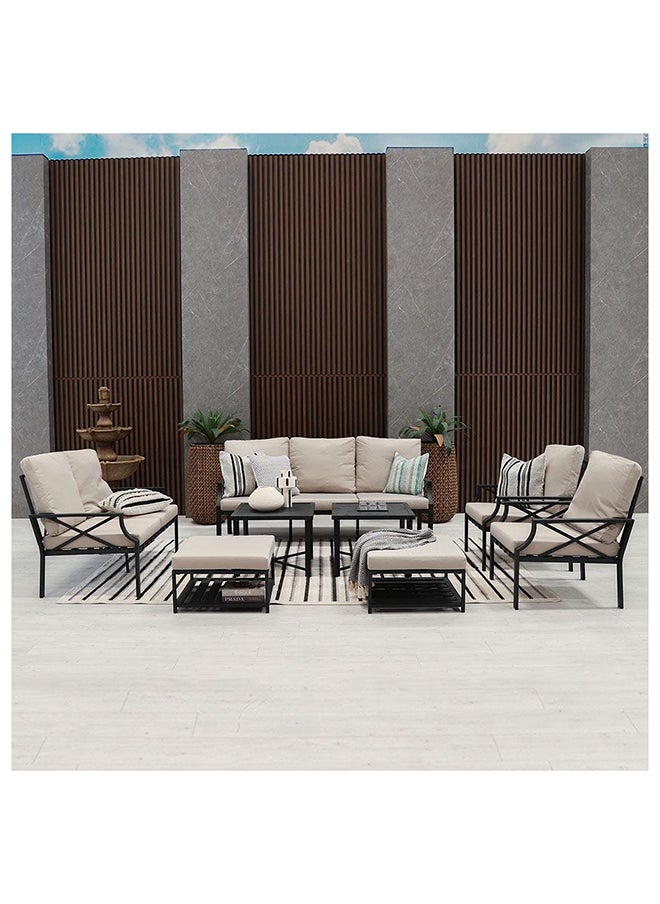DANUBE HOME Torino 7 Seater Outdoor Sofa Set Steel Frame Garden Furniture Modern Design Lounge Sofa Sets 8 Pieces Outdoor Seating Table And Chairs Set For Patio Balcony Lawn Yard Grey  - Image 1