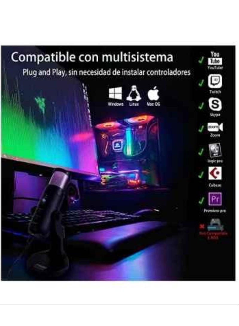 DUSALA PW9 Professional Metal Voice Recording Usb Condenser Studio And Podcast Recording Gaming Microphones - Image 2