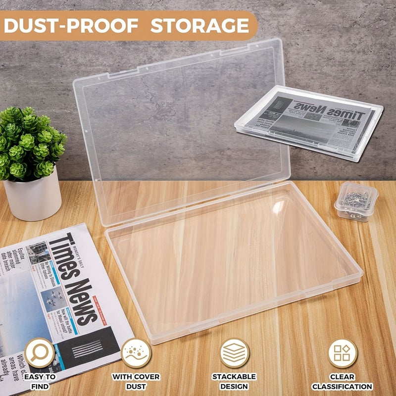 4pc Transparent A4 Plastic Document Storage With Lid For Paper Pen Scrapbook - Image 5