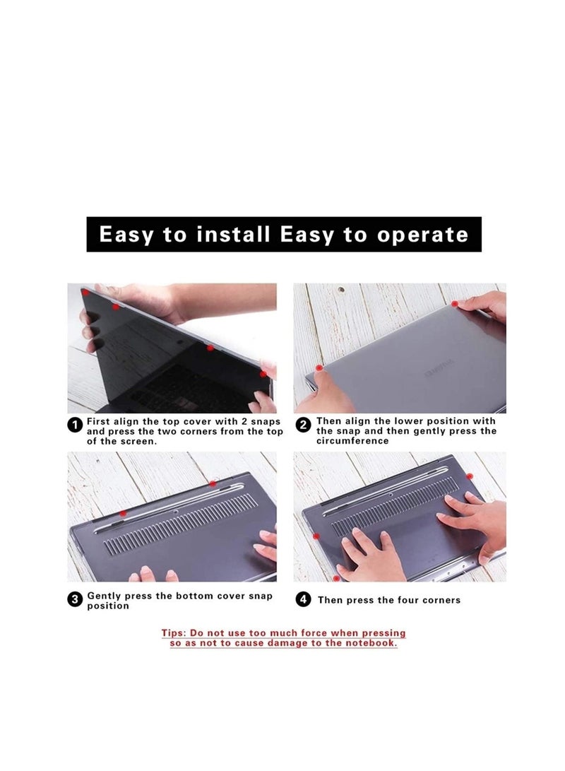 Compatible with HUAWEI MateBook X Pro 2019/2020/2021 Matte Laptop Protective Hard Shell Case for Huawei Mate Book X Pro 13.9 inch--Frosted Clear - Image 3