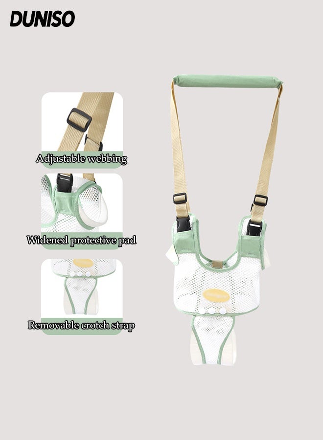 DUNISO Baby Walker Harness, Handheld Kids Walker Helper,Adjustable Infant Walking Assist Trainer Tool, Breathable Safety Belt for Children(Green) - Image 1