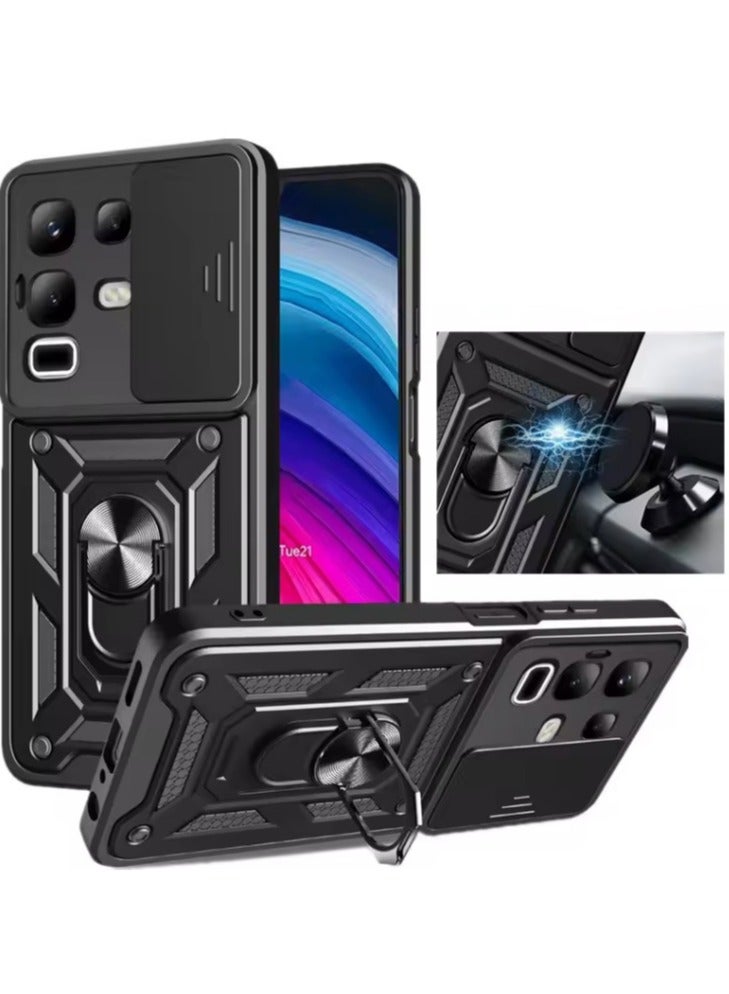 Case for Infinix Note 50, TPU+PC [Built-in Kickstand] Dual-Layer Design Heavy Duty Protection Phone Case (Black)  - Image 1