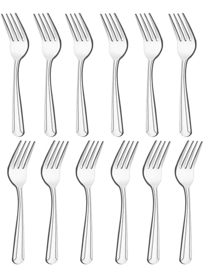 12-Piece Stainless Steel Dinner Forks Set 8 Inch Durable Cutlery for Home - Image 1