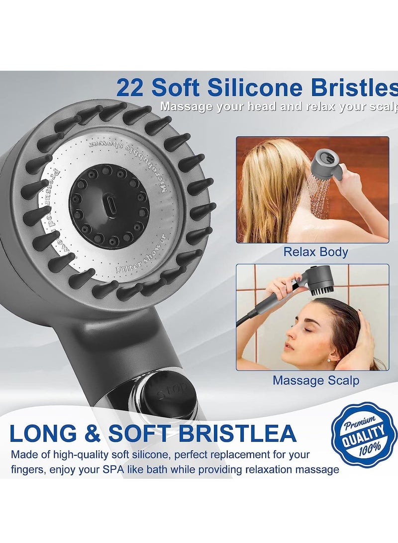 شيانغ مي رأس الدش عالي الضغط، رأس الدش المرشح، 3 إعدادات رأس الدش المحمول باليد مع مفتاح التشغيل إيقاف التشغيل، دش التدليك متعدد الوظائف (رمادي) - Image 2