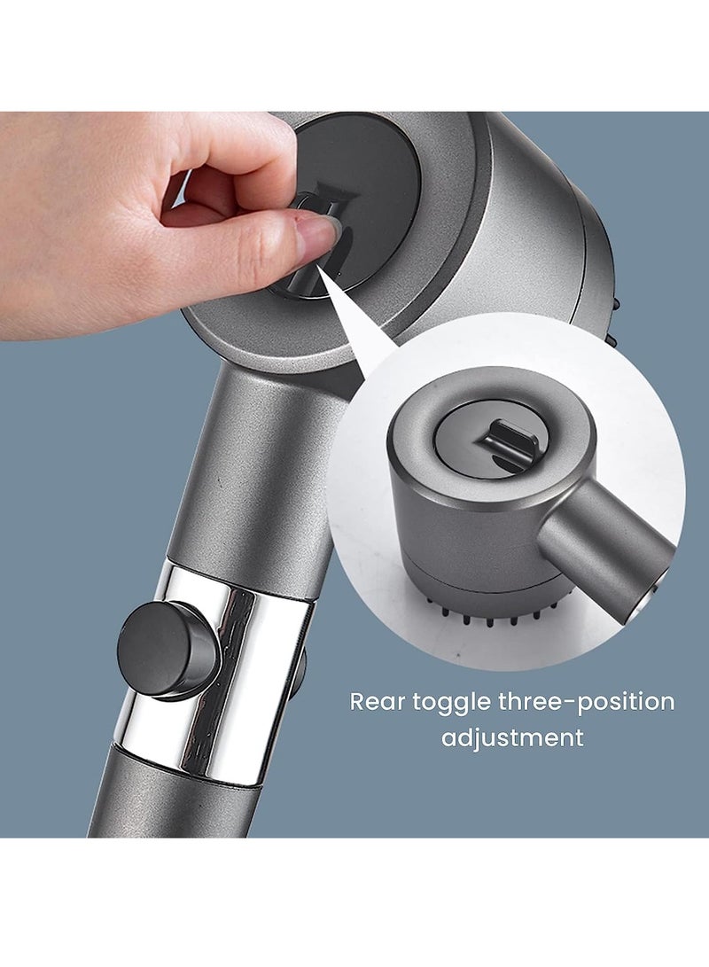 شيانغ مي رأس الدش عالي الضغط، رأس الدش المرشح، 3 إعدادات رأس الدش المحمول باليد مع مفتاح التشغيل إيقاف التشغيل، دش التدليك متعدد الوظائف (رمادي) - Image 4