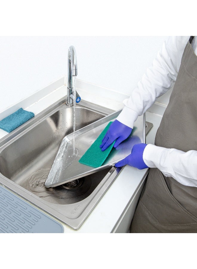 Restaurantware RW Clean 9 Inch x 6 Inch Scouring Pads, 10 No-Scratch Green Scrub Pads - Heavy-Duty, No-Abrasive, Green Polyester Scrub Pads For Cleaning, For Scraping, Cleaning, Or Scrubbing,  - Image 5