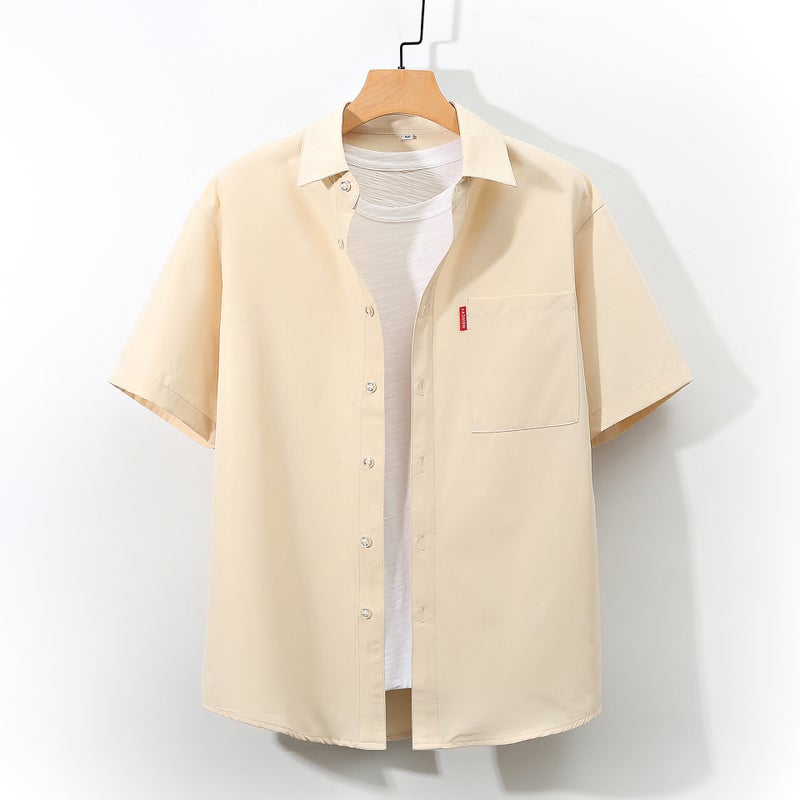 Summer 2022 men's plus size short-sleeved shirt loose short-sleeved lapel shirt youth men's shirt one-piece delivery - Image 5