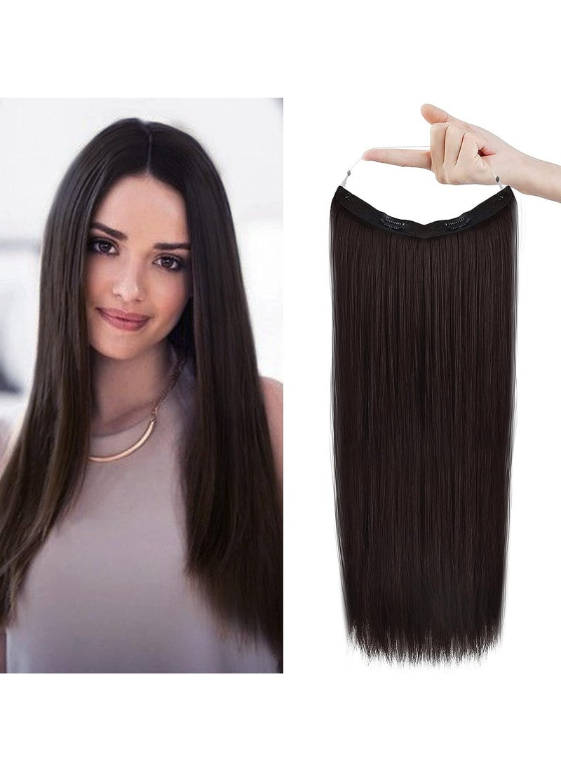 Zikra Invisible Wire Hair Extensions with Transparent Headband Adjustable Size Removable Secure Clips in Straight Secret Hairpiece for Women - Image 1