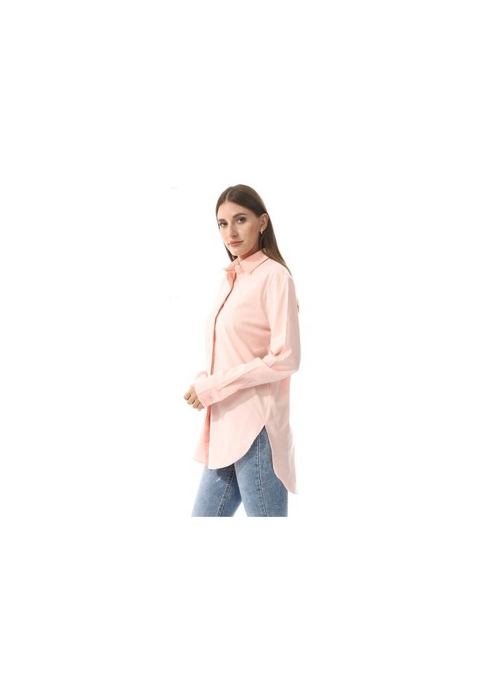Andora - Hidden Button Placket Plain Shirt _ Pastel Pink - Image 1