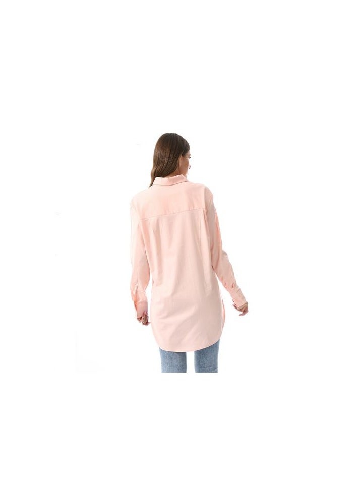 Andora - Hidden Button Placket Plain Shirt _ Pastel Pink - Image 1