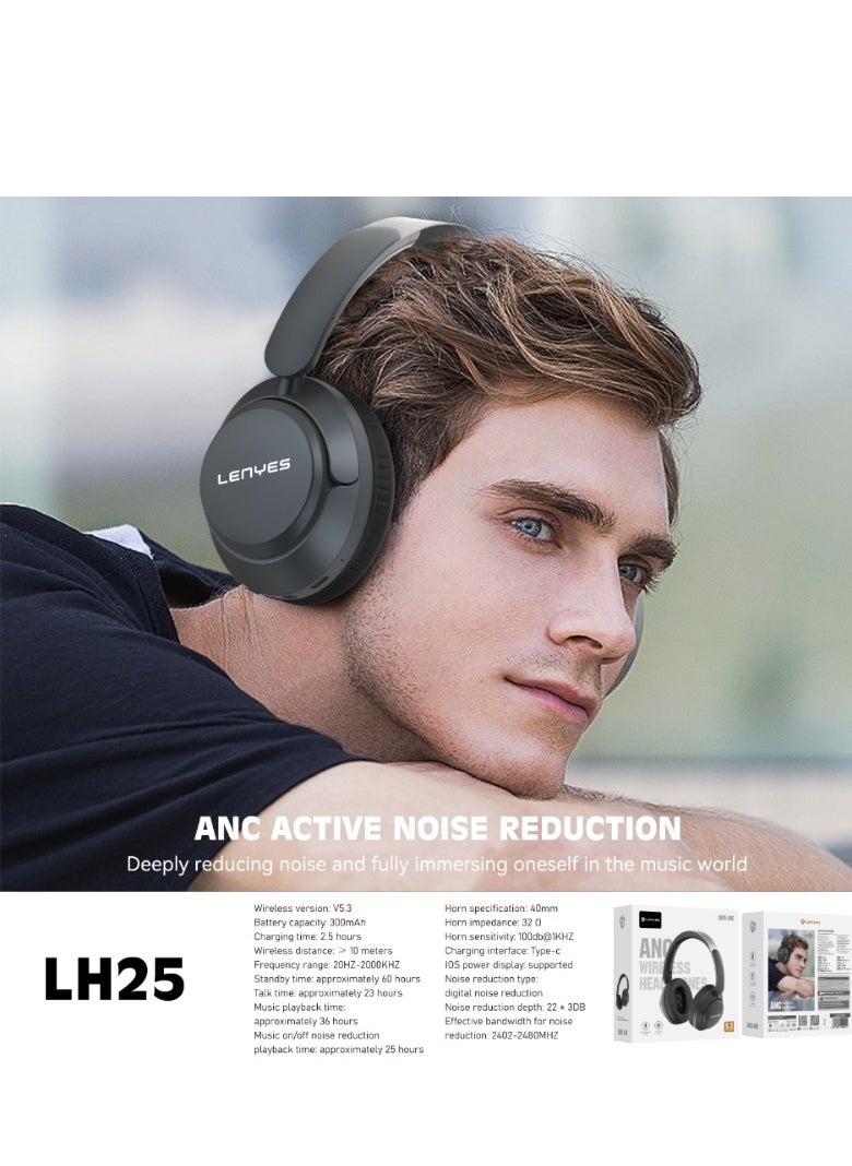 Lenyes - Lenyes ANC Active Noise Cancelling Wireless Bluetooth On-Ear Headphones, Android and iPhone Compatible - Image 1