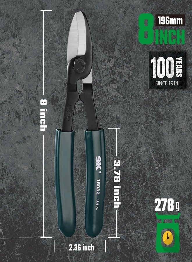 اس كي كي قواطع كابلات SK Tools USA مقاس 8 بوصات، قاطع أسلاك شديد التحمل، كماشة قطع كابلات بمقبض مبطن، مصنوعة من الفولاذ عالي الكربون، للألمنيوم والنحاس والأسلاك وكابلات الاتصالات - Image 3