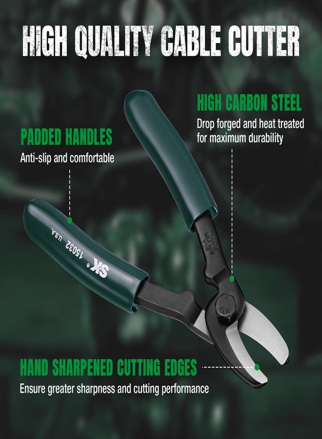 اس كي كي قواطع كابلات SK Tools USA مقاس 8 بوصات، قاطع أسلاك شديد التحمل، كماشة قطع كابلات بمقبض مبطن، مصنوعة من الفولاذ عالي الكربون، للألمنيوم والنحاس والأسلاك وكابلات الاتصالات - Image 4