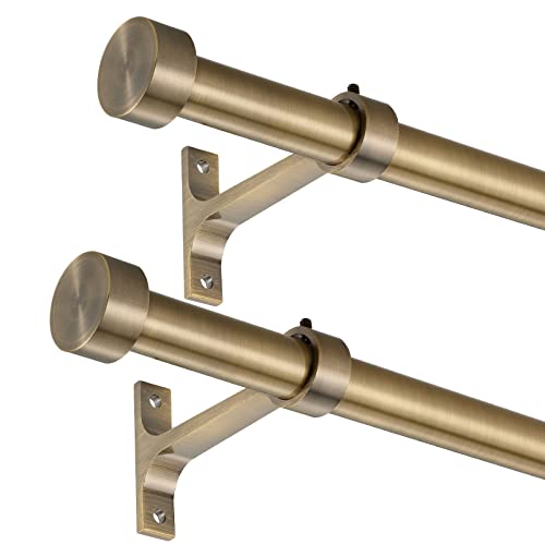 Lwiiom 2-Pack Curtain Rod for Windows 28-48",Adjustable Window Curtain Rods with Premium Aluminum End Cap Finials and Full Surround Brackets,3/4"(0.062Feet) Diameter,Antique Bronze Drapery Rods for Curtains - Image 1