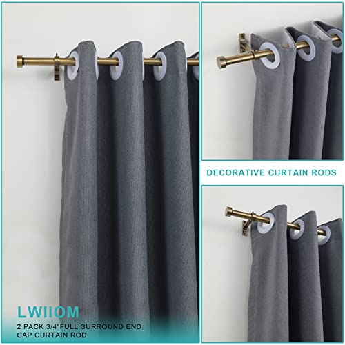Lwiiom 2-Pack Curtain Rod for Windows 28-48",Adjustable Window Curtain Rods with Premium Aluminum End Cap Finials and Full Surround Brackets,3/4"(0.062Feet) Diameter,Antique Bronze Drapery Rods for Curtains - Image 2