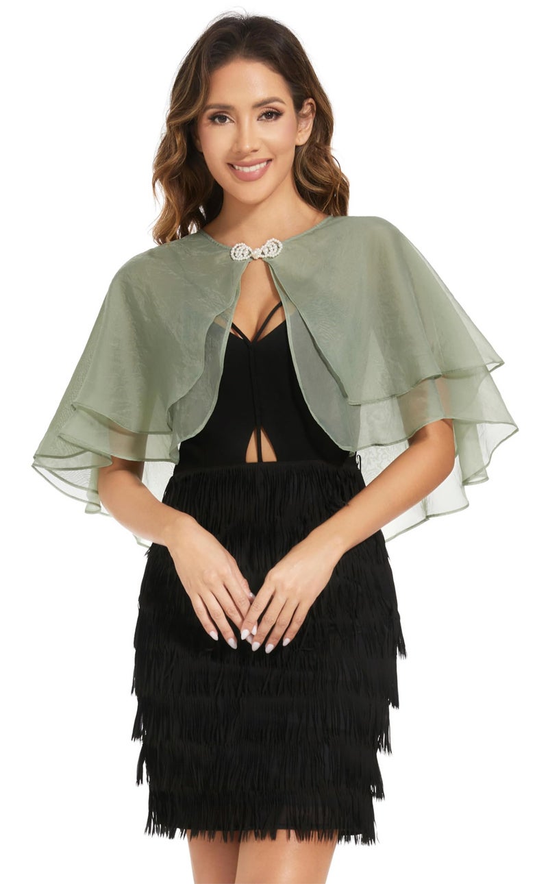 Sepsap Women's Sheer Tencel Shawls and Wraps for Evening Dresses Soft Wedding Cape Lightweight Bridesmaid Scarves Cover Up (Light Green) - Image 1
