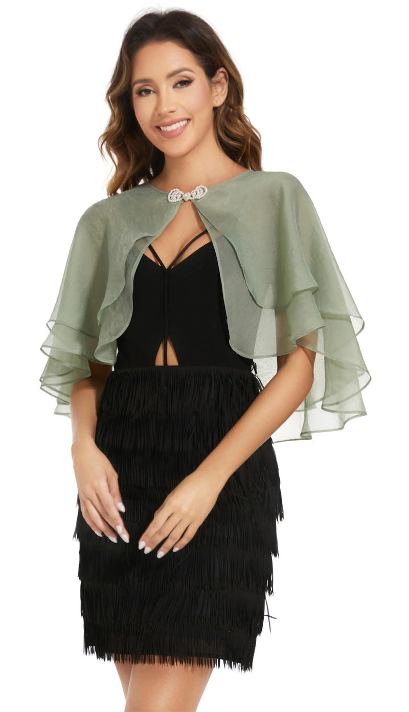 Sepsap Women's Sheer Tencel Shawls and Wraps for Evening Dresses Soft Wedding Cape Lightweight Bridesmaid Scarves Cover Up (Light Green) - Image 2