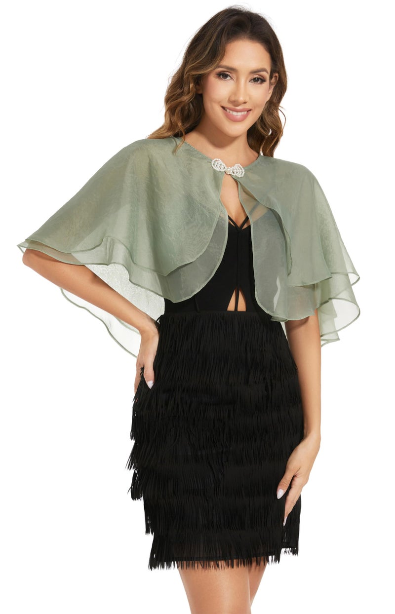 Sepsap Women's Sheer Tencel Shawls and Wraps for Evening Dresses Soft Wedding Cape Lightweight Bridesmaid Scarves Cover Up (Light Green) - Image 3