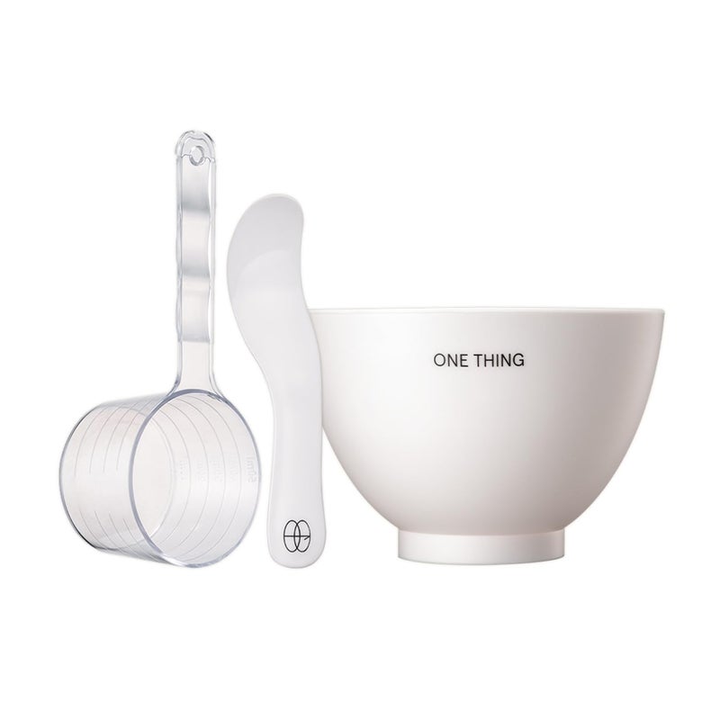 ONE THING Modeling Mask Silicone Mixing Bowl  Spatula  Measuring Cup Set 1 Count White  Facial Tool Kit for Modeling Clay Mud Peel Off Mask Reusable Stick Large Size Cup Durable Easy to Clean