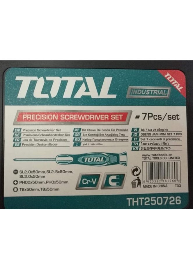 TOTAL TOTAL 7PCS Precision Screwdriver Set – CR-V Steel, Ergonomic Comfort Grip, Includes SL, PH, T6 & T8 Tips for Electronics, Watches, and Small Appliances – Plastic Box Packaging  - Image 3