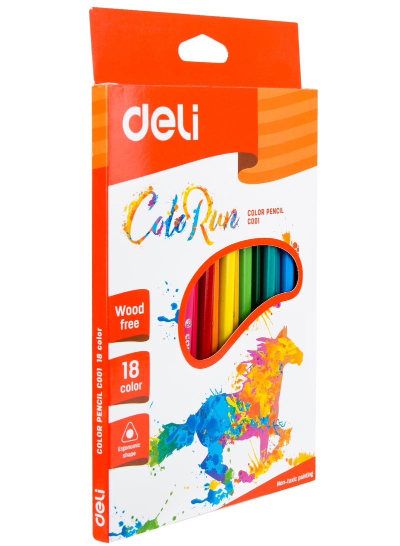 Deli EC00110 COLORUN PS Triangular Barrel Pre-Sharpened Colored Pencils, 18 Colors, 18PCS/Color Box, Eco-friendly, Ergonomic Grip - Image 5