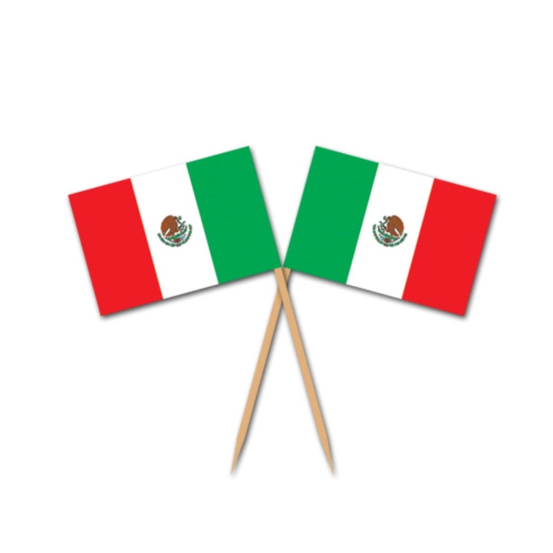 Beistle Mexican Flag Picks 2.5-Inch (50-Count), Green/Red/White, Pkg of 1