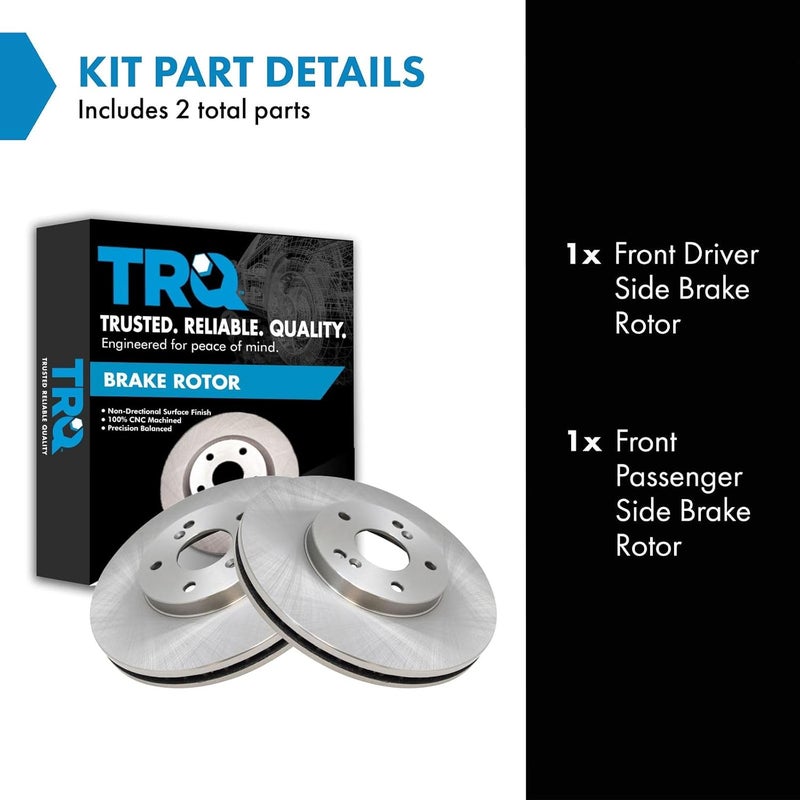 TRQ Front Brake Rotor Set Vented Compatible with 2001-2003 Acura CL 2001-2006 MDX 1999-2008 TL 2004-2014 TSX 2003-2012 Honda Accord 1999-2004 Odyssey 2003-2008 Pilot - Image 2