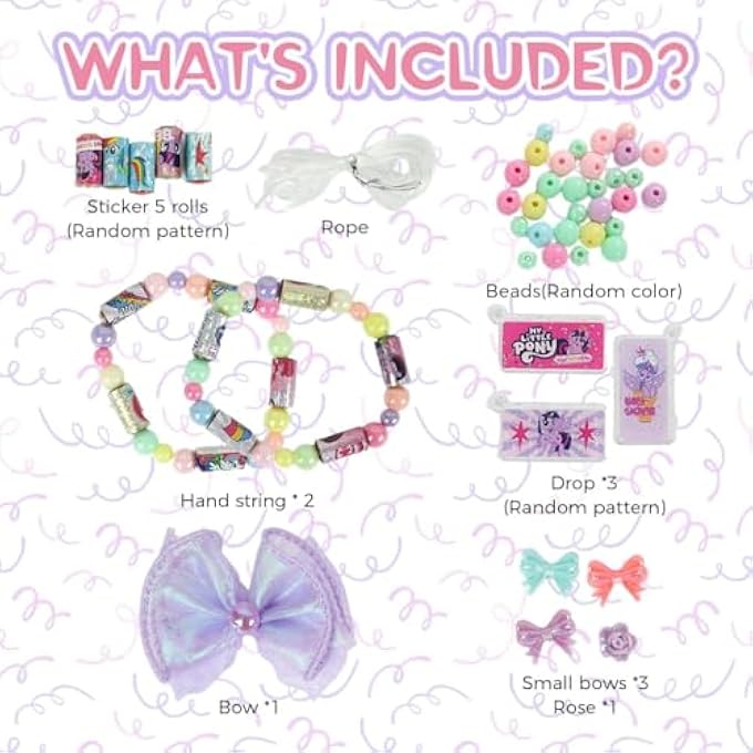 KAWAII STICKER BRACELET MAKING KIT  DIY PURPLE PONY FRIENDSHIP SET WITH STICKER ROLLS, SPACER BEADS & CHARMS; WEARABLE JEWELRY CRAFT FOR GIRLS, CREATIVE PARTY FAVORS & BIRTHDAY GIFTS (150PCS) - Image 3