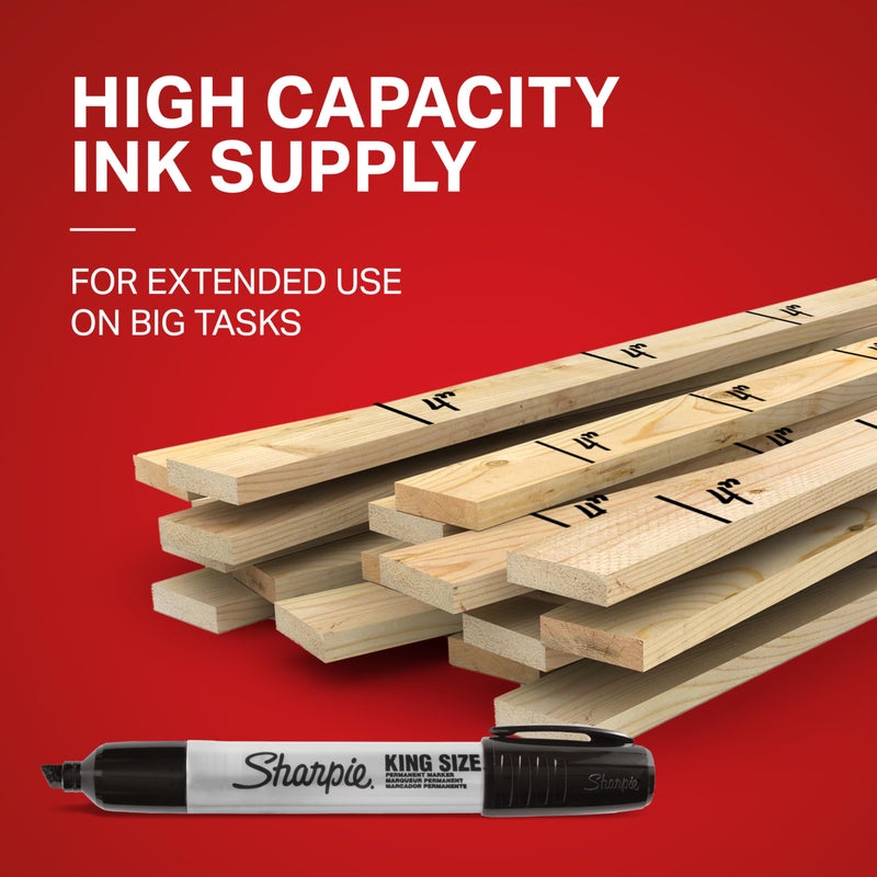 Sharpie King Size Permanent Markers Chisel Tip Markers for Work & Industrial Use 12 Count - Image 4