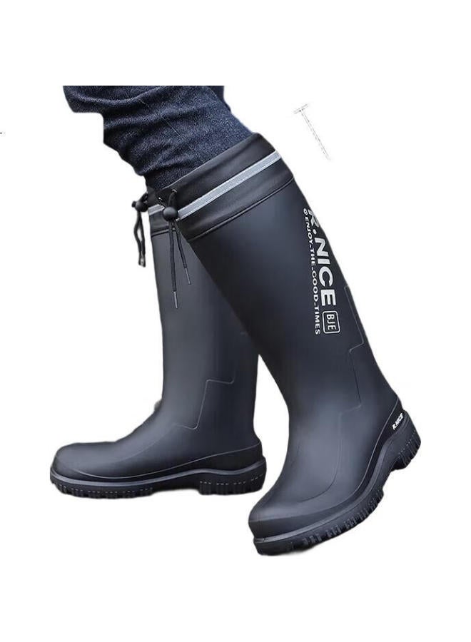XIYU Men'S Rain Boots Waterproof Shoes Anti-Slip Fishing Delivery Rider Special 3313 High Tube Drawstring 45 - Image 2