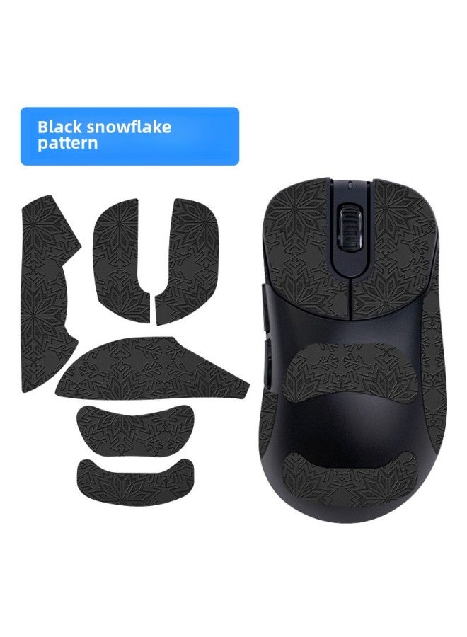 For VAXEE E1 E1W Mouse Anti-slip Sticker Vaxee E1 E1w Sweat-absorbent Protective Sticker Side Skirt Wear-resistant Film-Color:[all Inclusive] One Black Snowflake Pattern Mouse Sticker [free Cleaning Cotton]  - Image 1