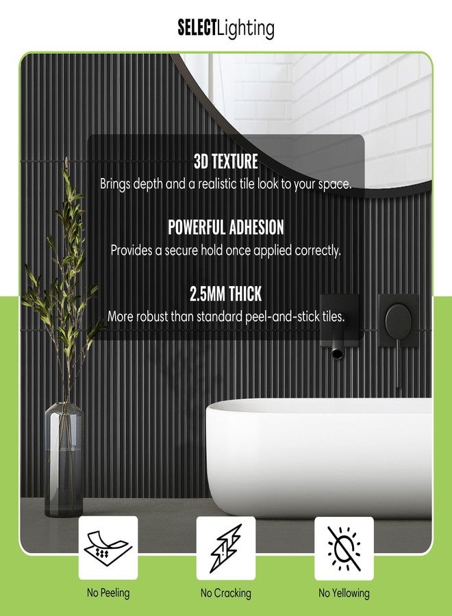 SELECT LIGHTING Select 5 Pack Peel and Stick Backsplash Tiles, Vinyl Self Adhesive Back Splash Stick OnTiles for Kitchen & Bathroom, Linear Design (12” x 12”) Wall Tiles, Hunter Green - Image 2